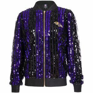 Baltimore Ravens Cuce Purple Women's 3XL Slim Fit Sequin Full-Zip Bomber Jacket